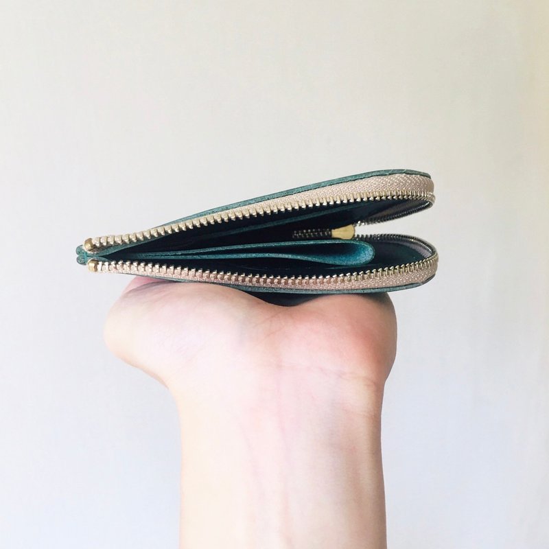 Cash & Card Qīng Fú Side-Zip Bifold - Green - Wallets - Genuine Leather Green