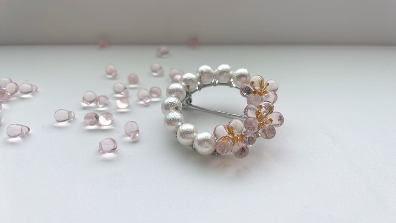さくらブローチ　桜　ブローチ　ガラス　フォーマル - 胸針 - 玻璃 粉紅色