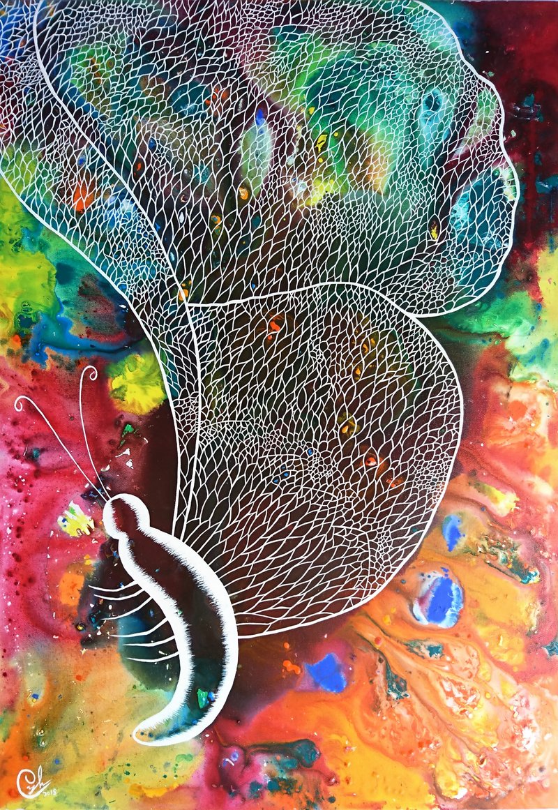 Original Butterfly Painting－Fly Me To The Sky - Posters - Cotton & Hemp Multicolor