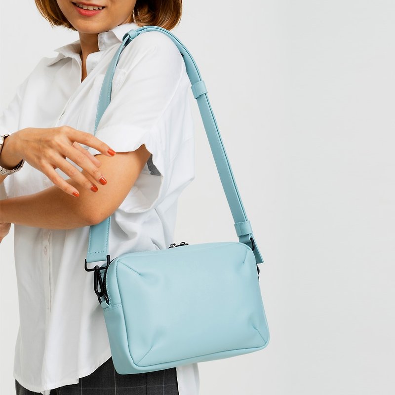 Shadow-Crossbody Box Bag : Pastel Sky - Messenger Bags & Sling Bags - Genuine Leather Blue