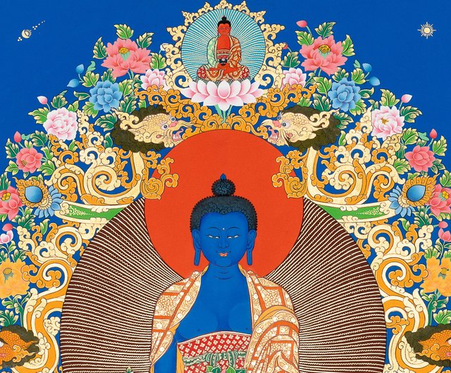 薬師如来・タンカ | 癒しと平和のための手作りチベットアート