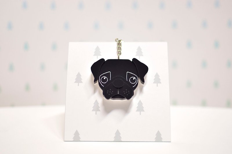 Black Pug- Acrylic Keyring - Keychains - Acrylic 