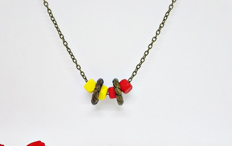 Alloy X Wooden Necklace=>Limited X1 # sweater chain# Christmas gift - สร้อยคอ - ไม้ สีแดง
