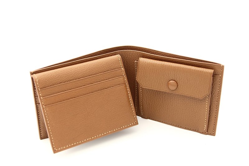 Wallet with Coin Pocket - กระเป๋าสตางค์ - หนังแท้ สีทอง