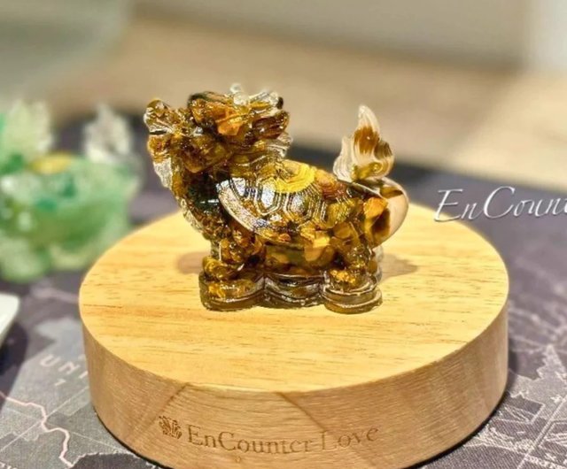 クリスタル置物 瑞獣龍亀】アベンチュリン、イエロータイガーアイ 無線