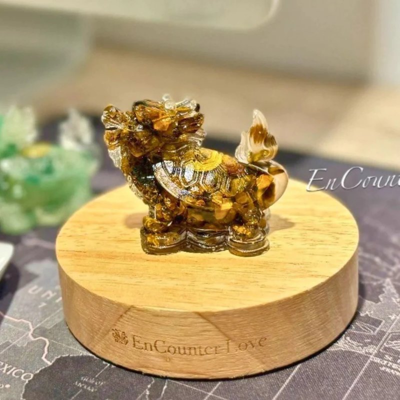 【水晶擺件 瑞獸龍龜】東菱玉 黃虎石 贈無線燈座 - 擺飾/家飾品 - 水晶 