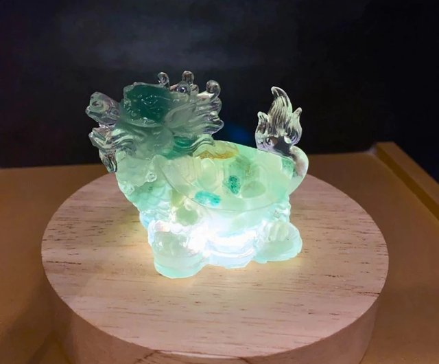 クリスタル置物 瑞獣龍亀】アベンチュリン、イエロータイガーアイ 無線