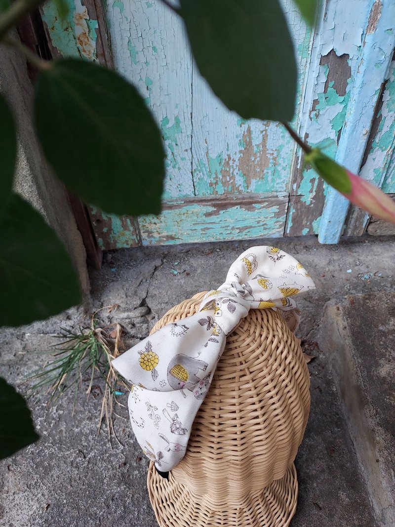 手作髮箍 白色的兔兔 - 髮箍/髮帶 - 棉．麻 白色