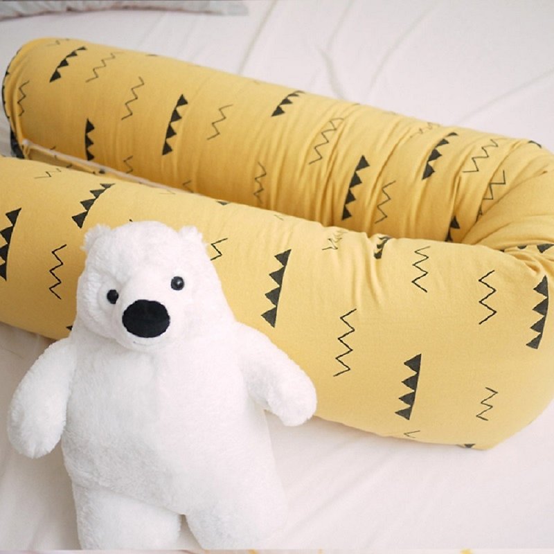 Korea Kangaruru anti-drop fence bed cushion - short 145cm [yellow hills] - เฟอร์นิเจอร์เด็ก - ผ้าฝ้าย/ผ้าลินิน สีเหลือง
