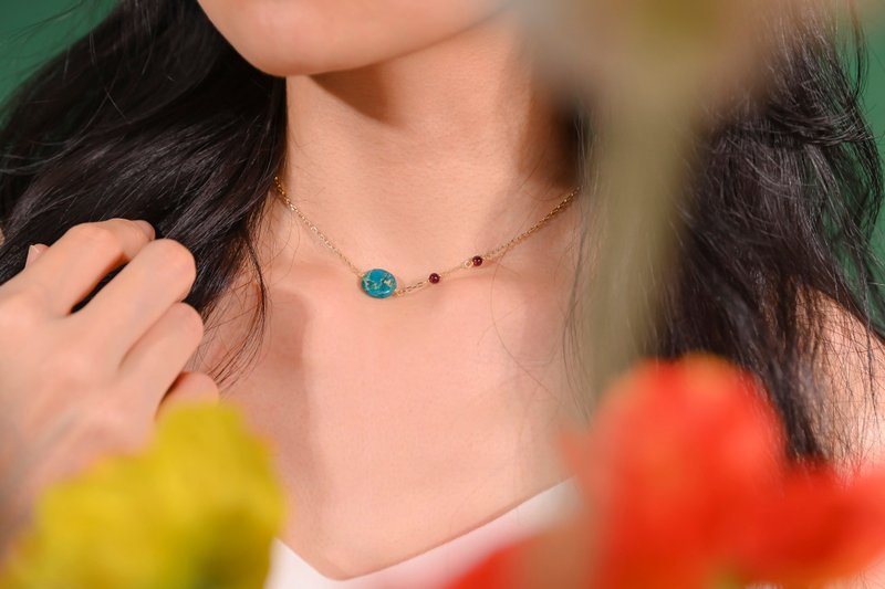 Asymmetric Sterling Silver Necklace / Emperor Stone Stone/ JIEGEM Sister's Jewelry - Necklaces - Semi-Precious Stones Green