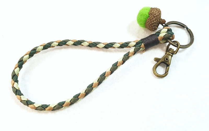 Paris*Le Bonheun. Waxed braided key ring ID holder. forest green - Keychains - Other Materials Green