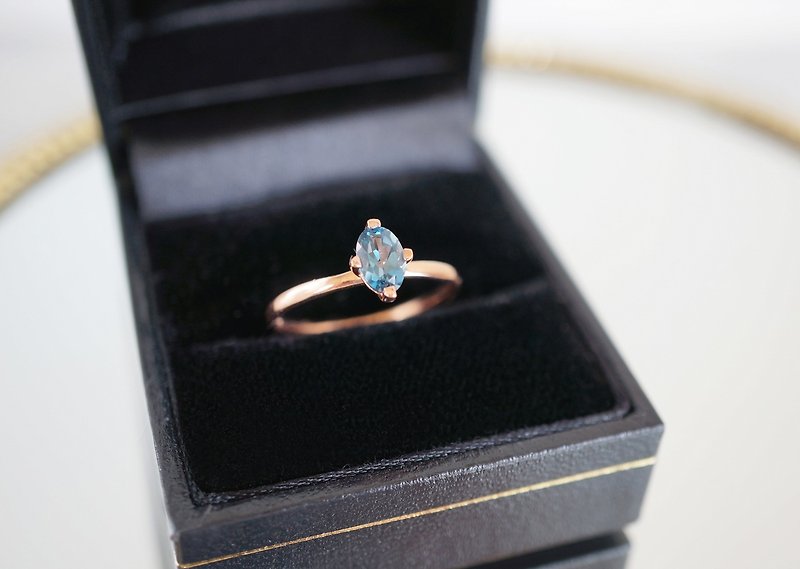 【Gold Vermeil/Gemstone】London Blue Topaz Rose Gold Ring - リング - 宝石 ブルー