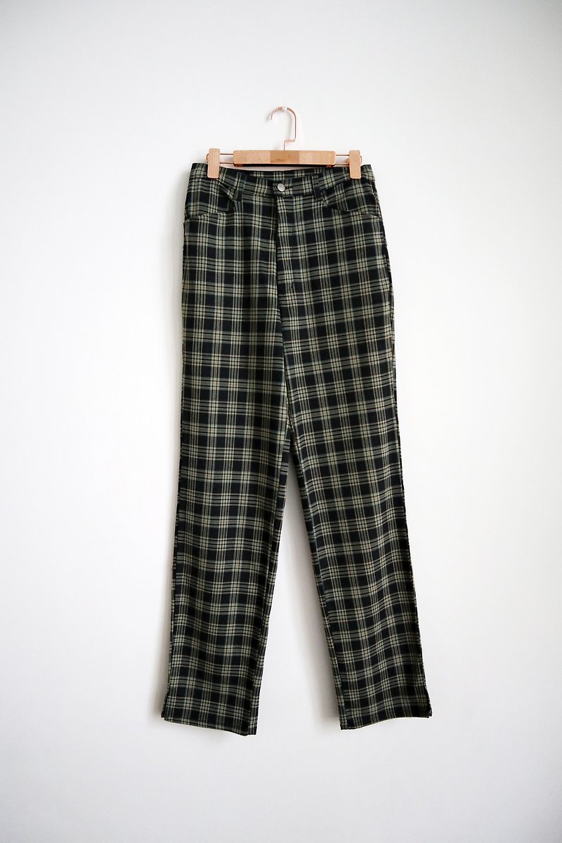 Pumpkin Vintage. Vintage check trousers - กางเกงขายาว - ขนแกะ 