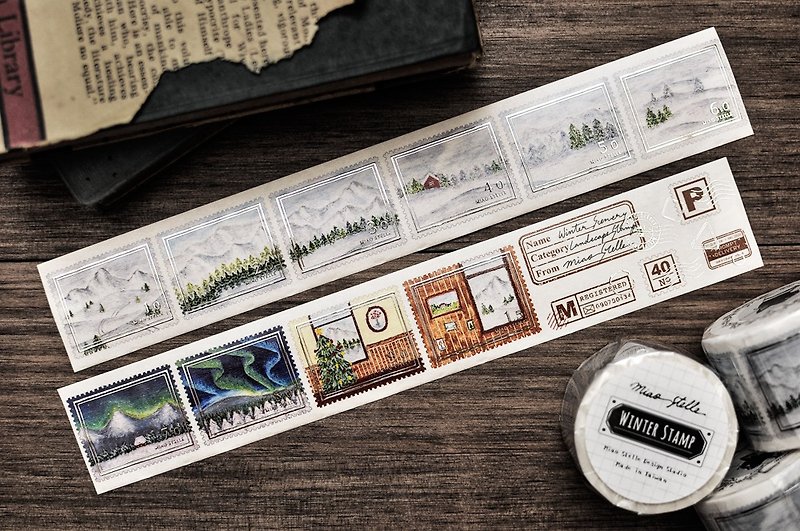Winter Stamp Washi Tape - 4cm - มาสกิ้งเทป - กระดาษ หลากหลายสี
