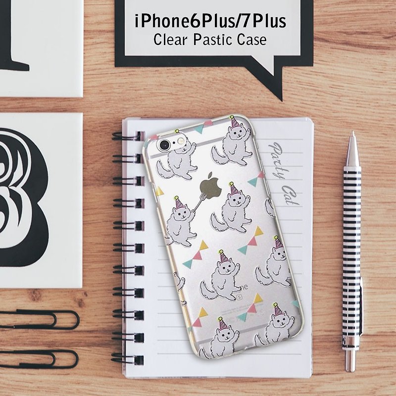 【Clear iPhonePlus case】Party Cat - Phone Cases - Plastic Transparent