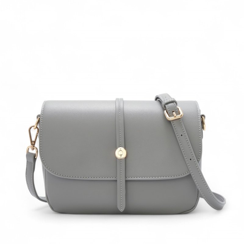 ANNA DOLLY likes daily intellectual versatile crossbody bag (large) # dark green - กระเป๋าแมสเซนเจอร์ - หนังเทียม สีเทา