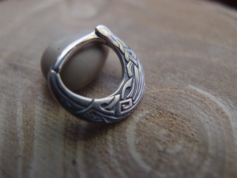 Odin Raven sterling silver septum ring unisex nose piercing septum jewelry - Earrings & Clip-ons - Sterling Silver Silver