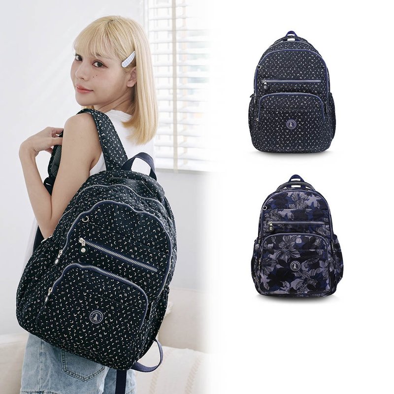 [Japanese Print] Maple Marshmallow - Light Travel Multi-layer Large Capacity Backpack with Slip Pocket - Two colors in total - กระเป๋าเป้สะพายหลัง - ไนลอน หลากหลายสี