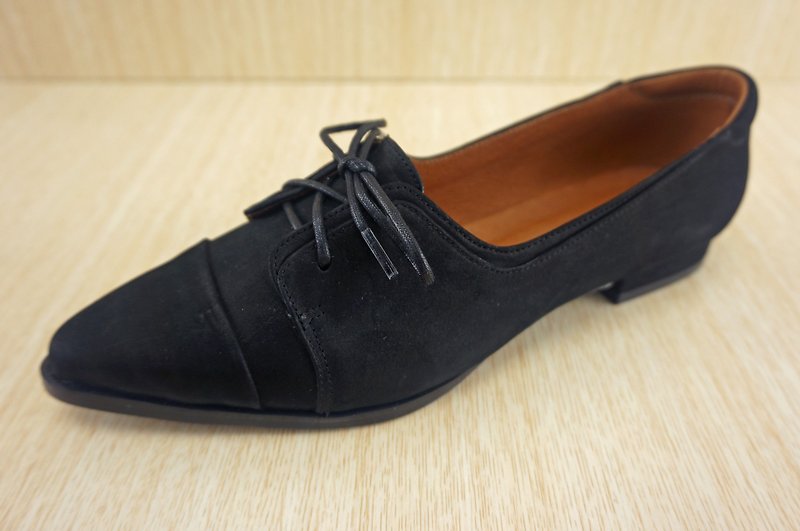 Pointed flat bottom Oxford shoes, handmade shoes, handmade shoes, CHANGO results shoe Square, Oxford shoes - รองเท้าลำลองผู้หญิง - หนังแท้ 