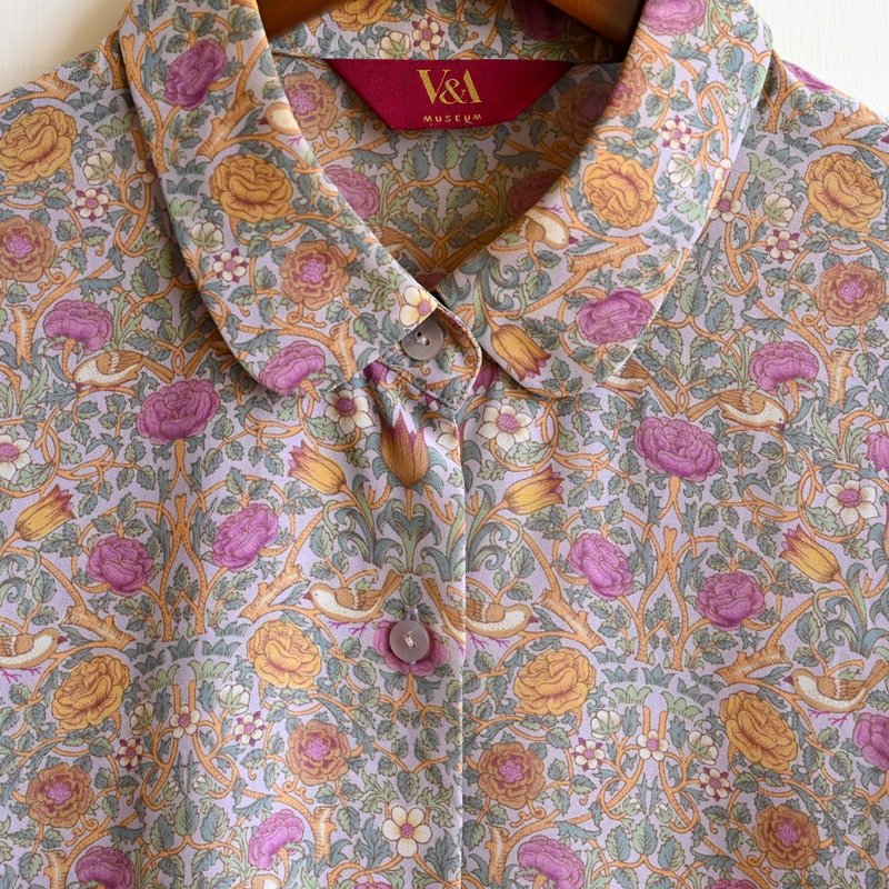 [Egg Plant Vintage] V&A William Morris printed vintage shirt - Women's Shirts - Other Man-Made Fibers 