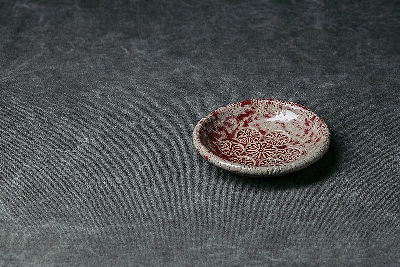 【Borai pottery】Printed tea dish - ถ้วย - ดินเผา 