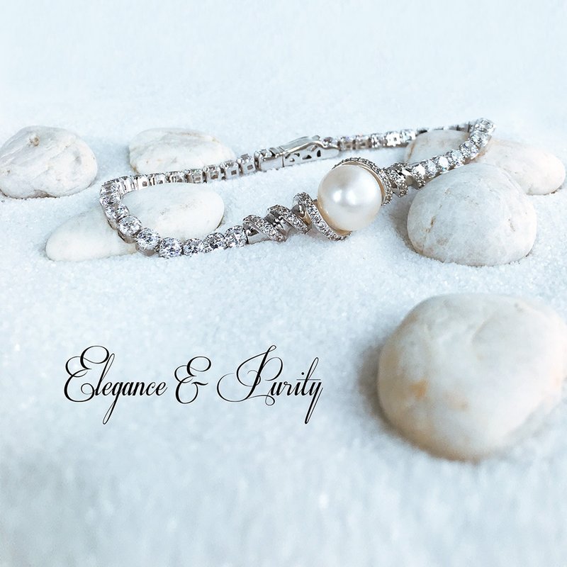 Bracelet-PEARL White 3MM Silver - สร้อยข้อมือ - ไข่มุก 