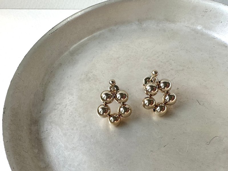 Special Edition Pure Copper Flower Earrings - ต่างหู - แก้ว สีใส