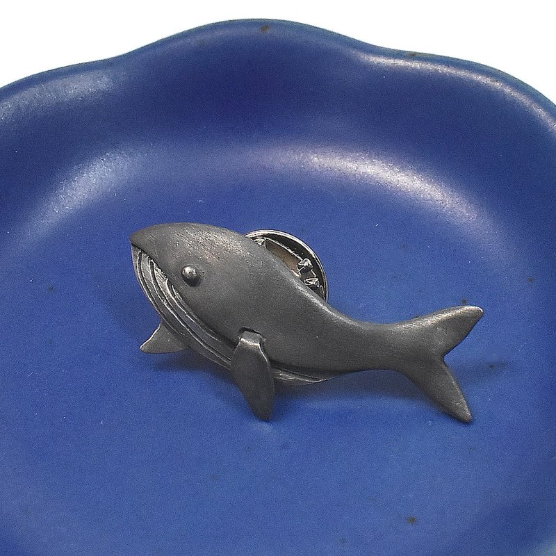 鯨 クジラ シルバー ピンバッチ - 胸針 - 其他金屬 黑色