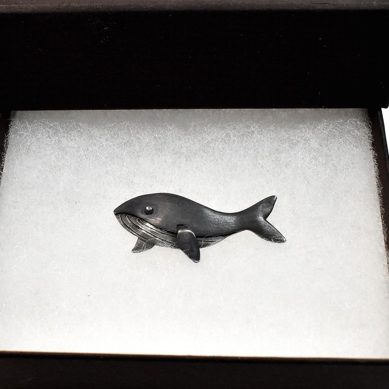 鯨 クジラ シルバー ピンバッチ - 胸針 - 其他金屬 黑色