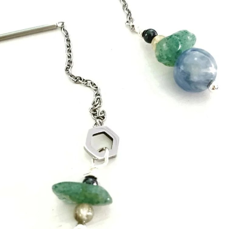 Semi-precious stones silver dangle earrings (with certificate) - Earrings & Clip-ons - Gemstone 