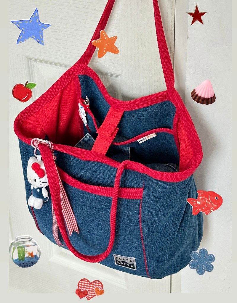 CARRYALL BAG  denim 'n' red ( Dark Blue ) - 其他 - 其他材質 藍色