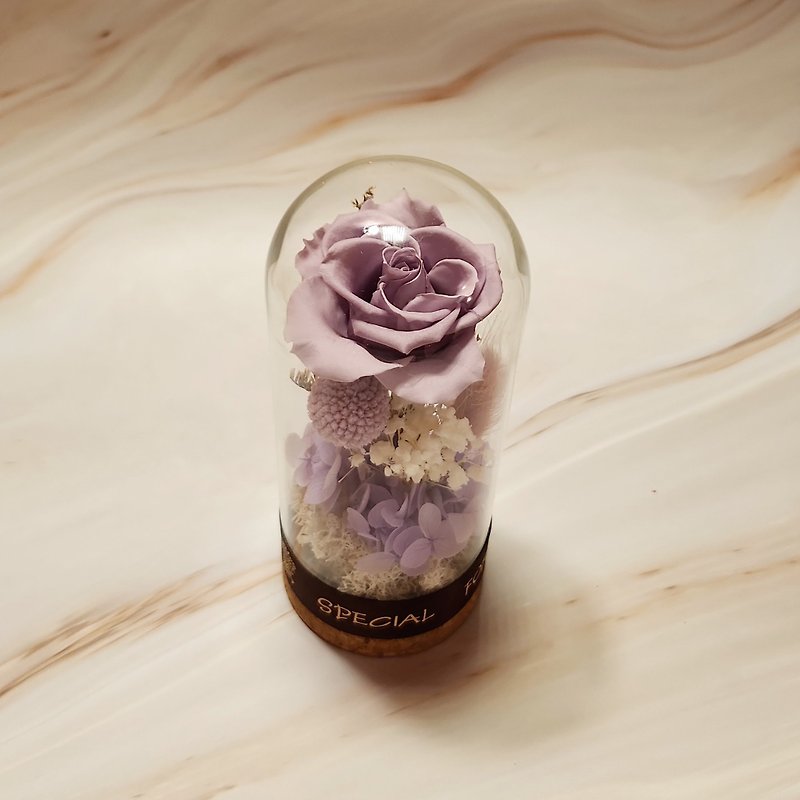 永生玫瑰花許願瓶-Soft Lilac - 乾燥花/永生花 - 植物．花 紫色