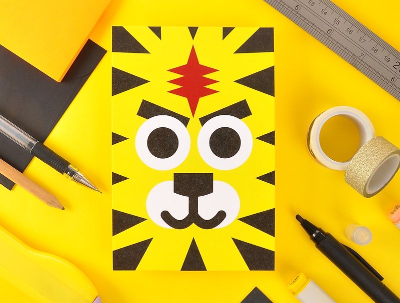 12 Chinese Zodiac Greeting Card Postcard - Tiger - การ์ด/โปสการ์ด - กระดาษ สีเหลือง