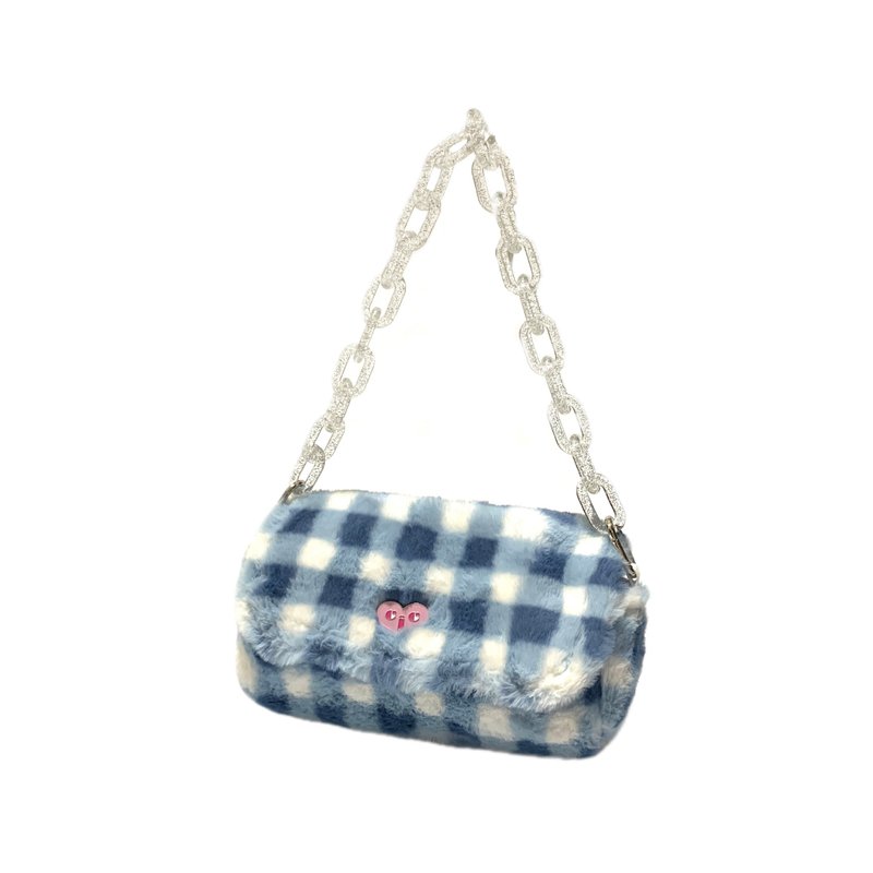 JCC sky blue picnic plaid fortune bag - Messenger Bags & Sling Bags - Polyester Blue