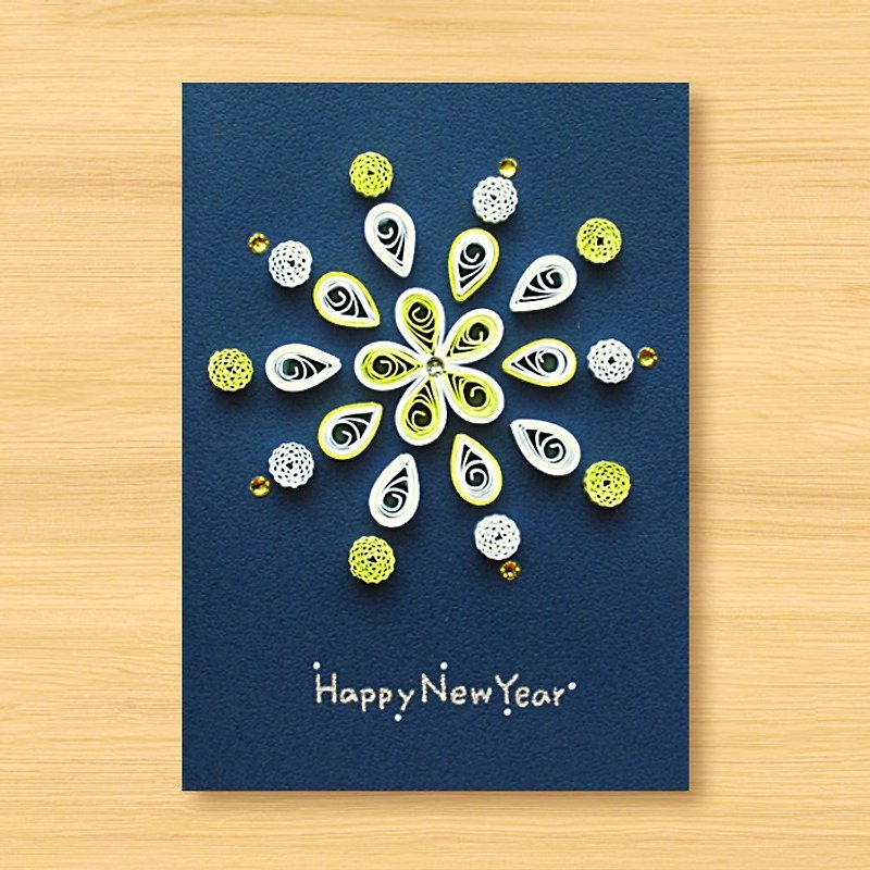 Handmade Roll Paper Card _ Fireworks _F ... New Year Greeting Card, Thank You Card, Universal Card - การ์ด/โปสการ์ด - กระดาษ สีน้ำเงิน