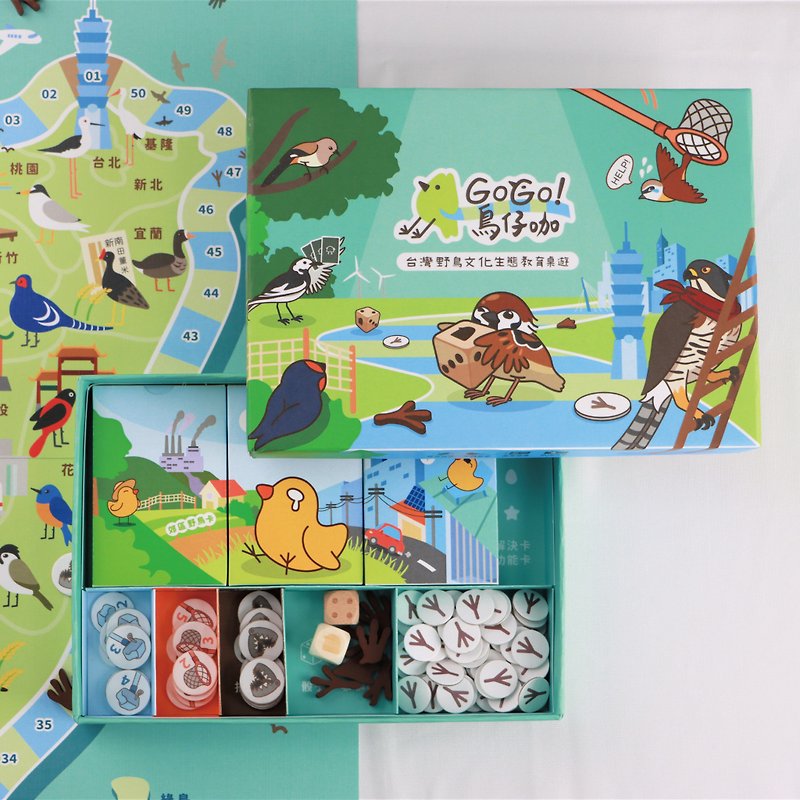 Taiwan Wild Bird Educational Board Game | GOGO ! Bird Cafe | Including two cards and maps - Board Games & Toys - Paper Blue