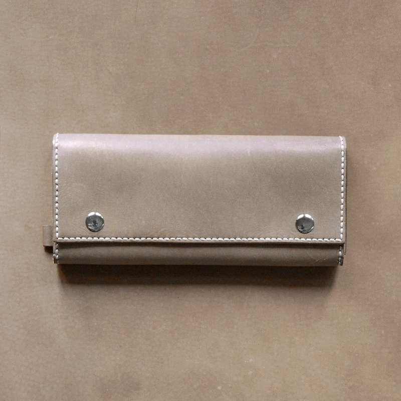 Threefold Long Wallet II。Leather Stitching Pack。BSP061 - Leather Goods - Genuine Leather Khaki