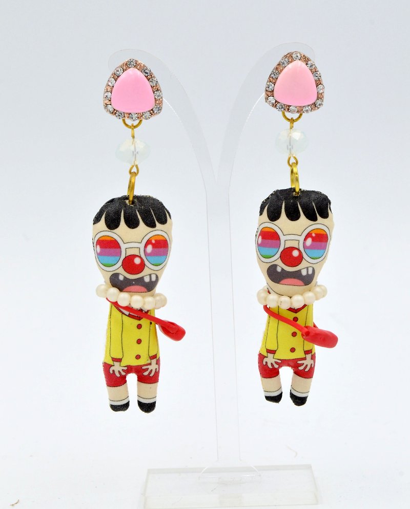 TIMBEE LO little boy hand-made ragdoll earrings are only available for sale - ต่างหู - เส้นใยสังเคราะห์ หลากหลายสี