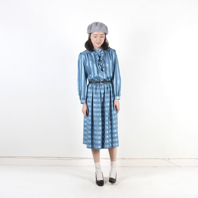 [Vintage] egg plant water color ball satin vintage dress - One Piece Dresses - Polyester Blue