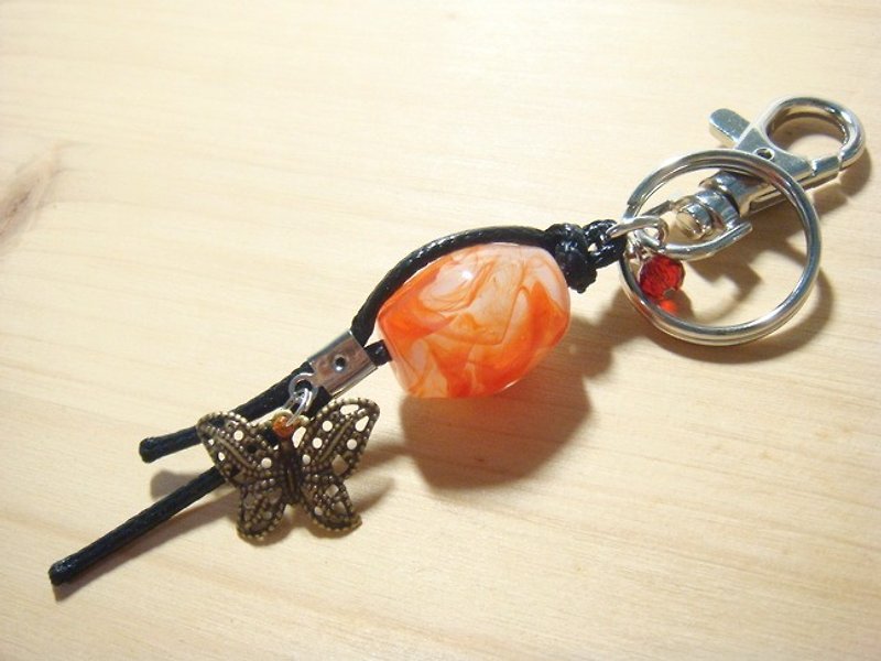 Grapefruit Lin Liuli- Ink Painting Style- Color Rendering- Autumn- Key Ring / Bag Charm - Keychains - Glass Multicolor