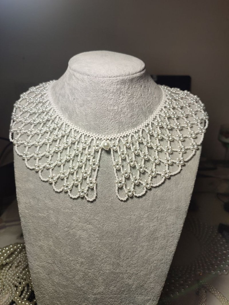 White pearl collar necklace, Wedding Shoulder Jewellery - สร้อยคอ - แก้ว ขาว