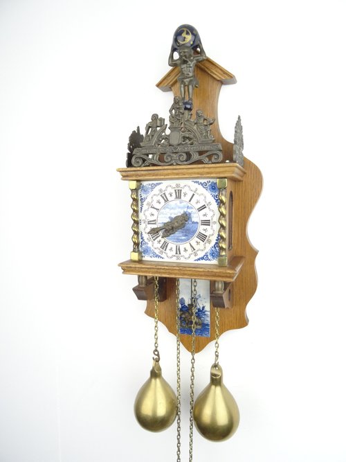 Zaanse DELFT Dutch Wall Clock Vintage Antique 8 day Warmink WUBA