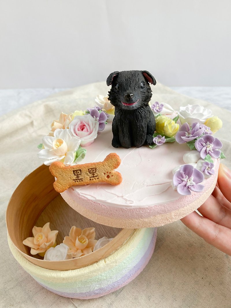 [Korean Cream Soil Table Flower Cake Storage Box] Rainbow Cake Pet Memories Storage Box/Urn - อื่นๆ - ดินเหนียว หลากหลายสี