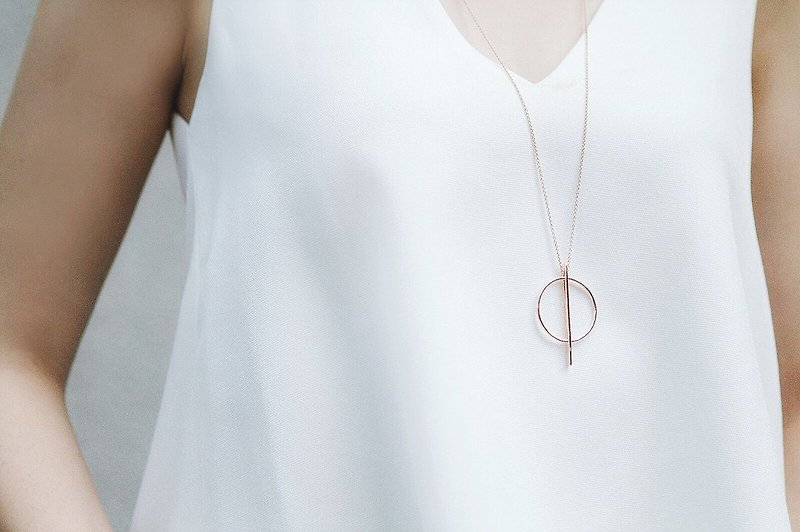 Minimalist Series Minimalist Circle Ring Sterling Silver 18K Gold Plated Necklace - สร้อยคอ - เงินแท้ สีเงิน