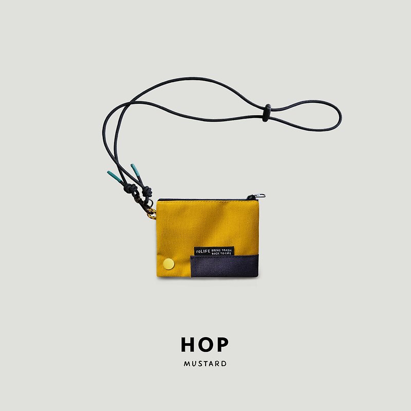 Hop relife mustard wallet - กระเป๋าสตางค์ - วัสดุอีโค สีเหลือง