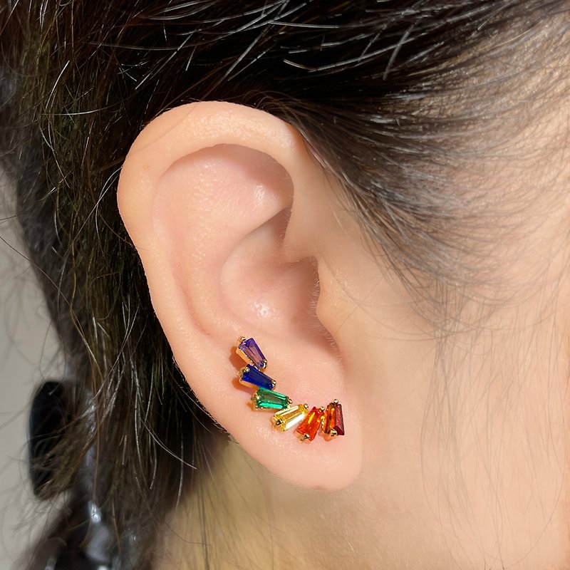 Pride Rainbow Zircon LGBTQ+ - Ear Climber - Earrings & Clip-ons - Other Metals 