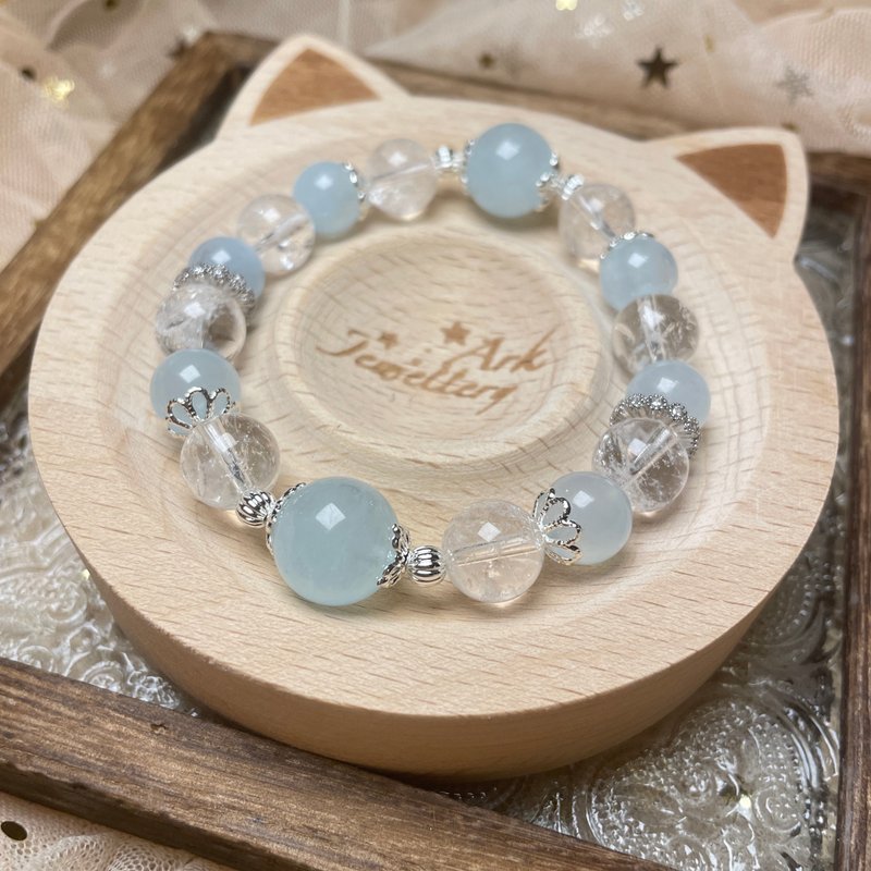 粉蝶花 - 海藍寶、彩虹白水晶 - 手鍊/手環 - 水晶 