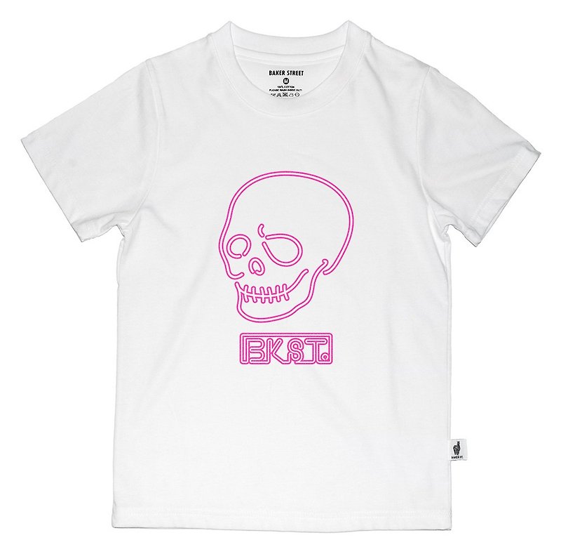 British Fashion Brand -Baker Street- Neon Skull T-shirt for Kids - Tops & T-Shirts - Cotton & Hemp White