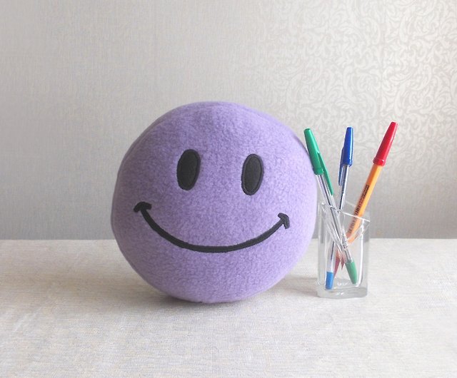 Smiley Toy, Smiley face round purple toy, medium size - Shop Pillows  Rollanda Stuffed Dolls & Figurines - Pinkoi