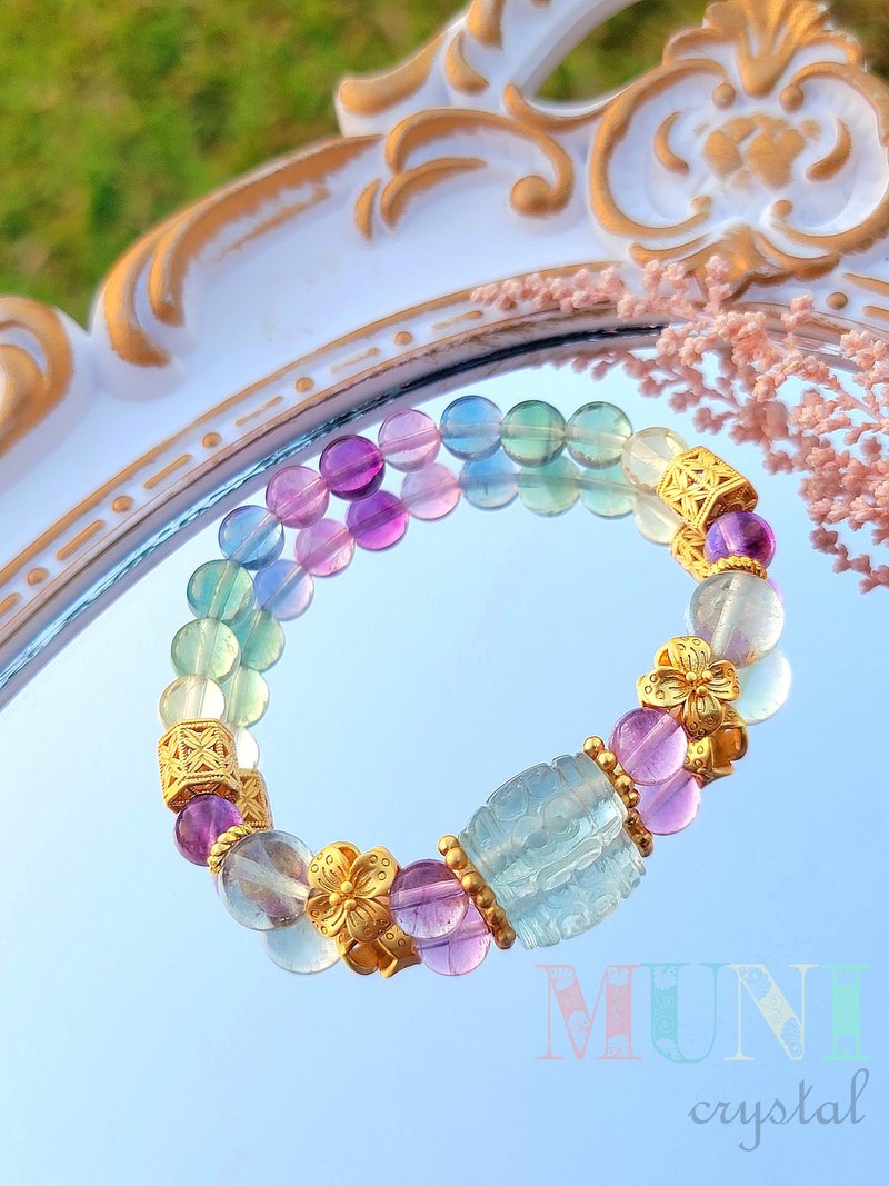 。糖果節。k金包銅保色繽紛可愛彩色果凍感螢石設計款 - 手鍊/手環 - 水晶 多色